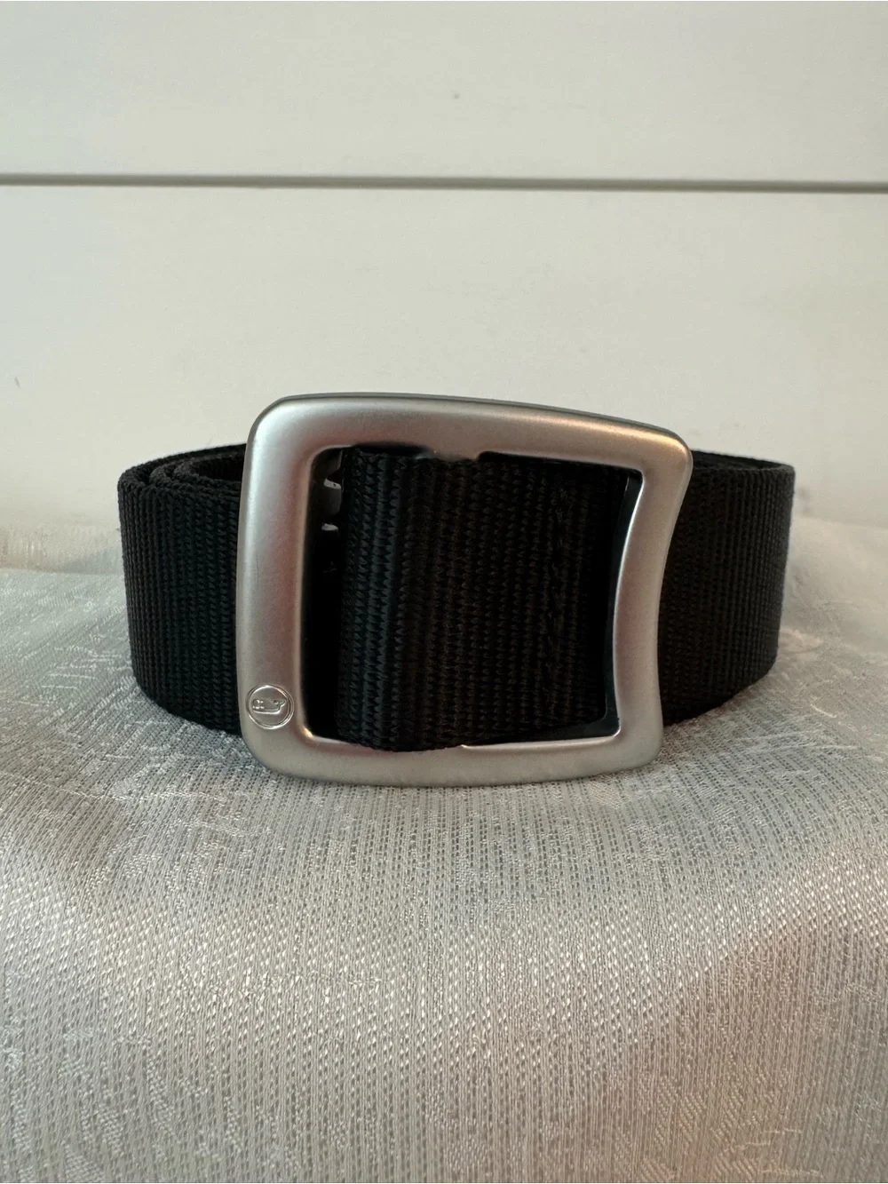 Vinyard Vines Black Webbing Belt with Silver Buckle - Men